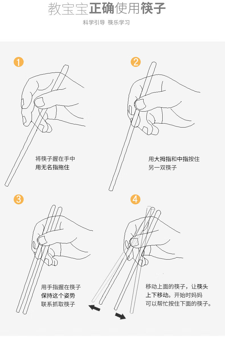 健康宝宝楠竹筷子练用防滑3岁幼儿园防霉2三4岁学吃