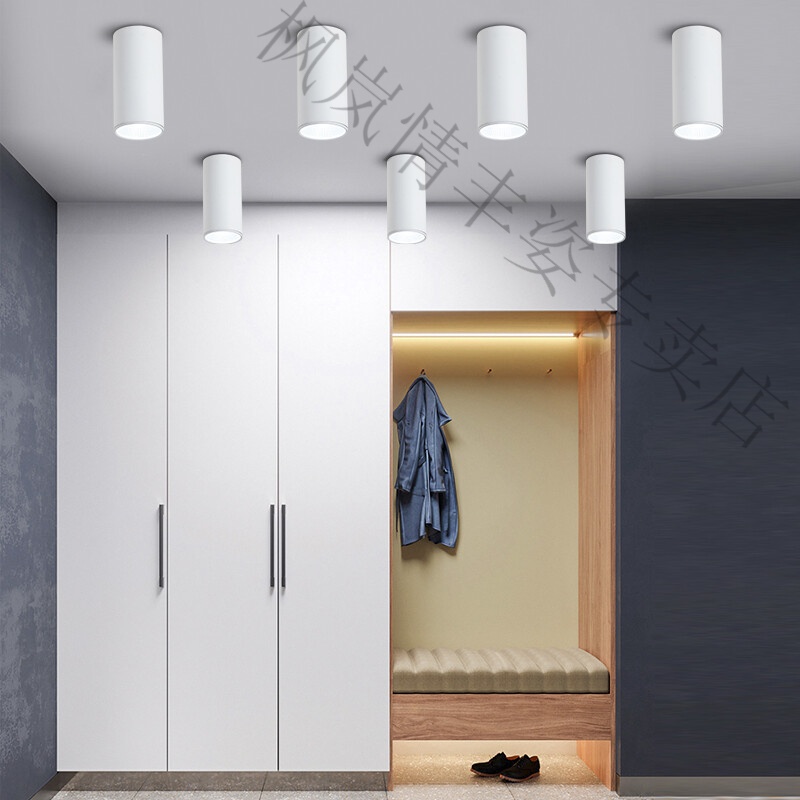 现代简约吊杆圆柱明装led长筒射灯饭店餐厅吊灯7wcob白光客厅筒灯3w