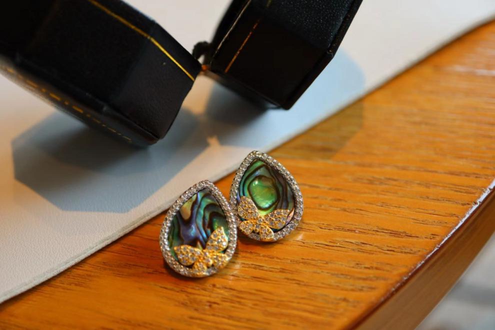 bill skinners925银镀金彩贝鲍鱼贝壳耳钉设计款复古时尚 金色 鲍鱼贝