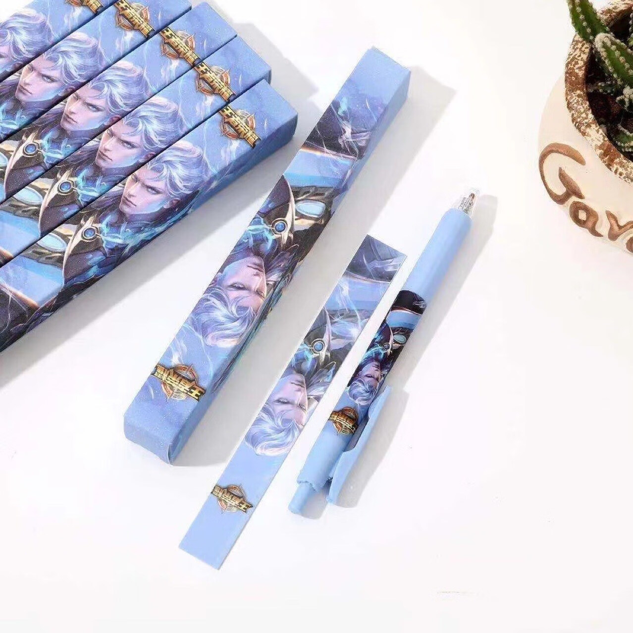 11016卡通动漫人物按动中性笔盲盒05mm黑色水笔柚子11016王者荣耀05mm