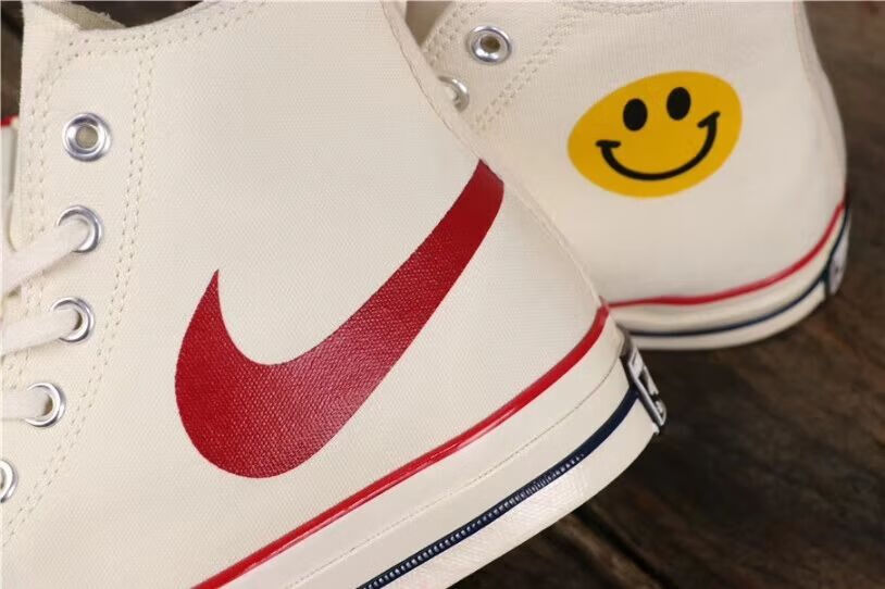 耐克【自营官方旗舰】nike联名chinatown1970s勾子笑脸米白高帮帆布