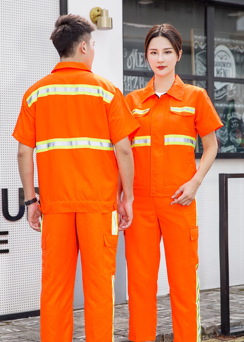 舒弗星环卫工作服套装男绿化园林工人反光条制服夏装户外保洁服装印字