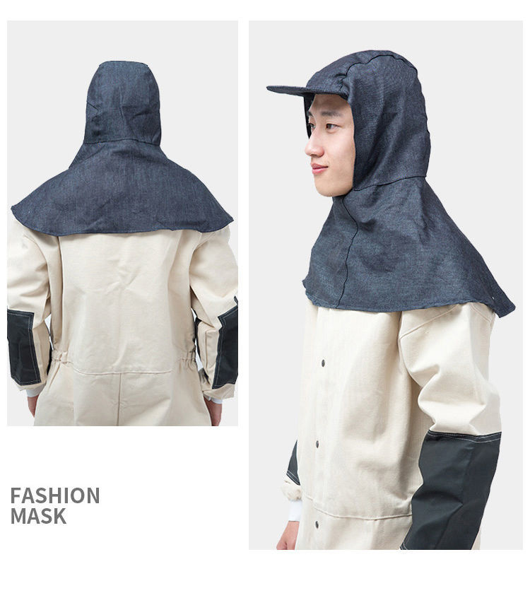 千石 夏季男士劳保工地防尘帽子粉尘女士包头防尘帽带披肩打磨风帽