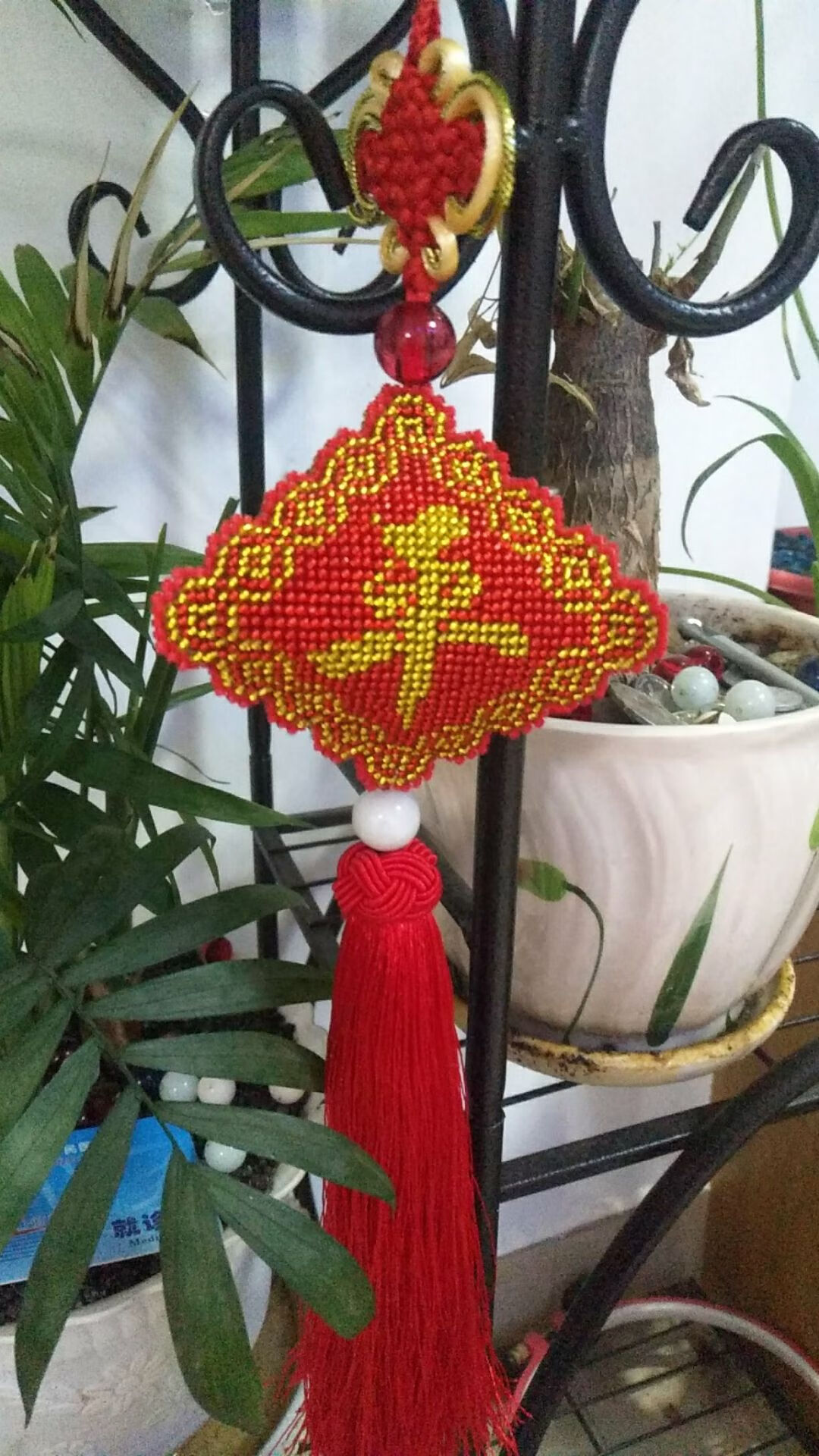平安符全手工十字绣成品满珠绣平安福汽车挂件车内饰品挂饰保定制红色