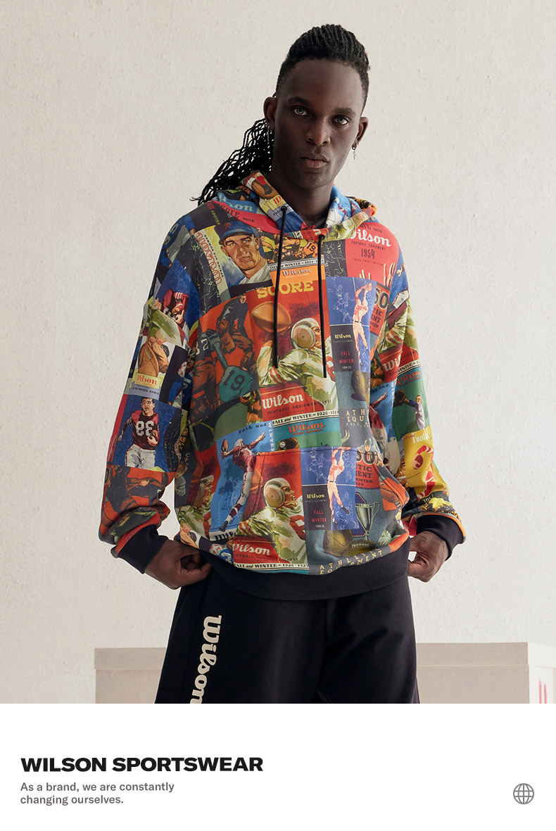 wilson威尔胜连帽卫衣新款满印花运动时尚情侣款上衣 深宝蓝(满印)