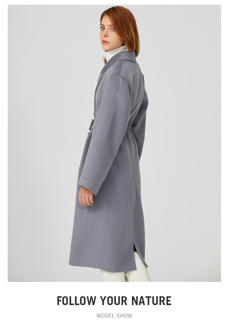 marcopolo奢品服装2021年冬新款女装复古气质收腰系带中长款羊毛大衣