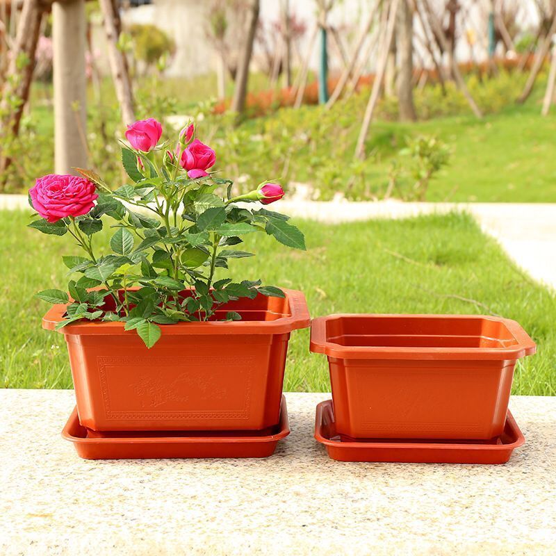 长方形塑料花盆加厚款特大阳台种菜盆景花卉盆长条盆新款大号带托盘四