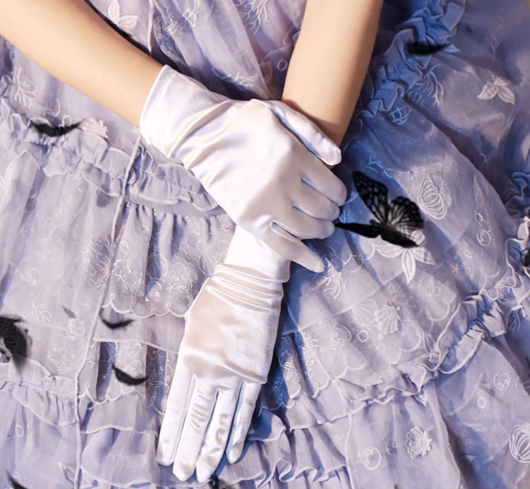 暗黑系洛丽塔手套原宿lolita花嫁色丁手套少女cos朋克哥特lo礼仪搭配