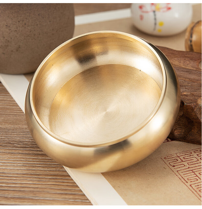 黄铜金属烟灰缸大小号办公室家用客厅中式全铜摆件装饰小礼品黄铜烟灰