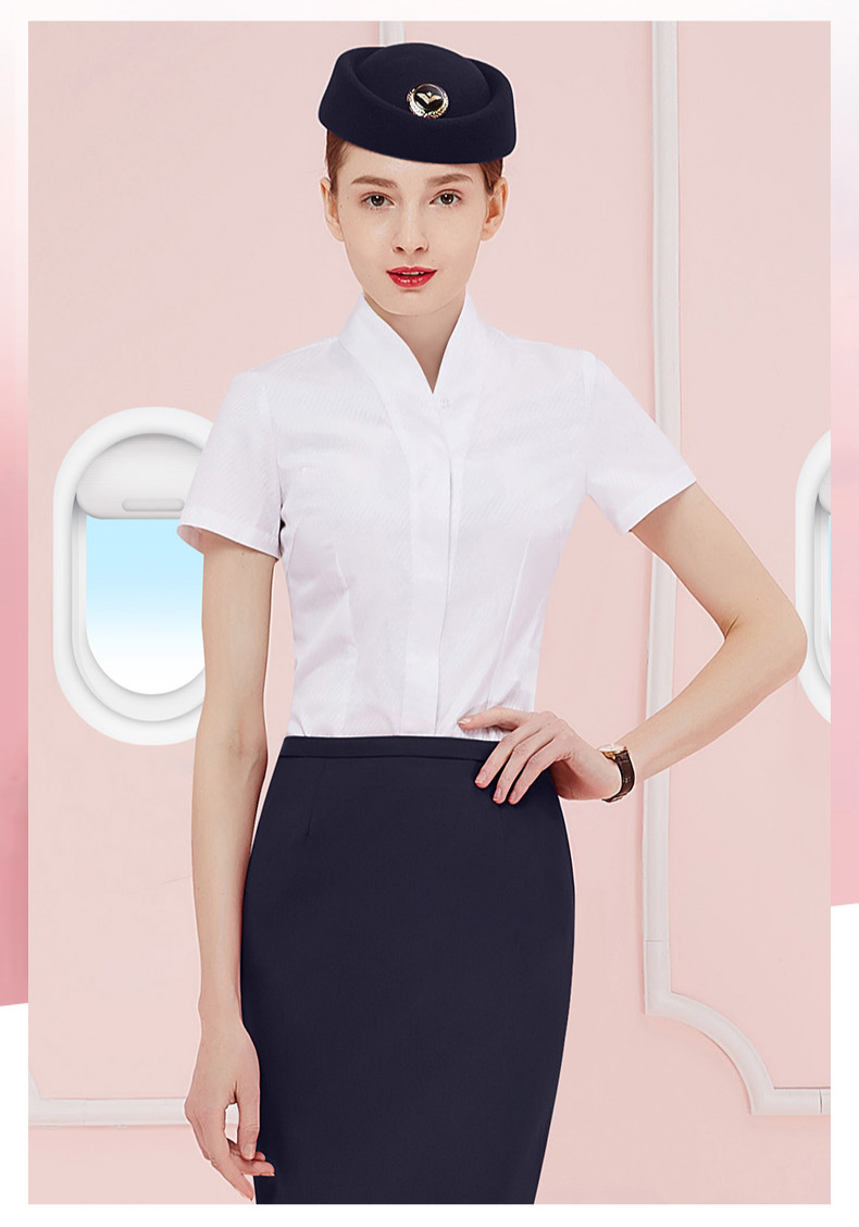 空姐职业装女夏白衬衫气质抗皱南航空乘制服面试高端衬衣套装定制款