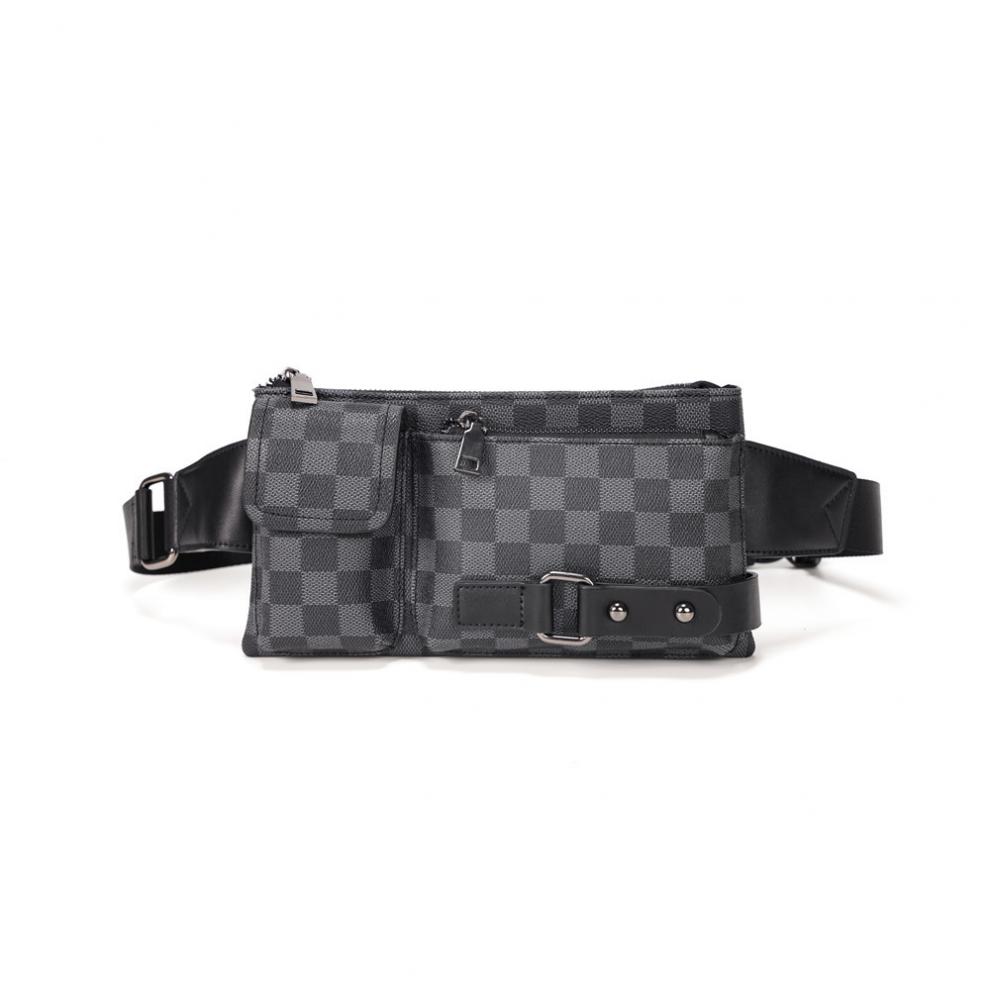 vovb轻奢品牌男士腰包2021新款高端潮牌格子胸包青年情侣街头单肩包