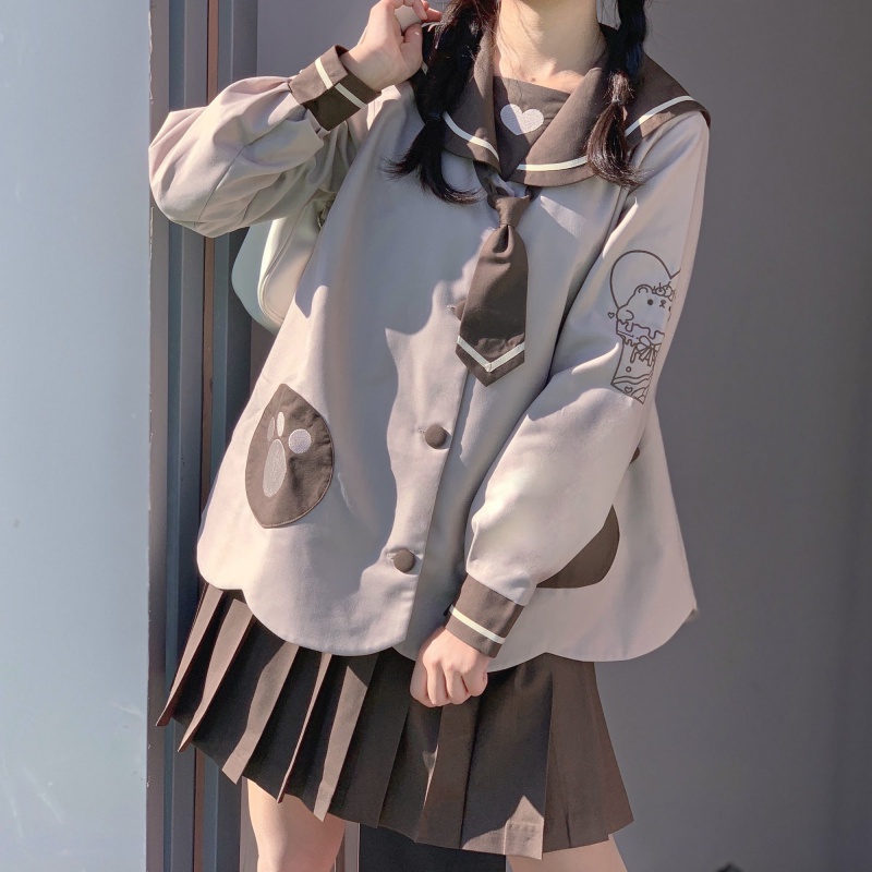 婍妡jk制服半身裙女夏欲学院风可爱幼稚园jk制服夏新款长袖单层水手服