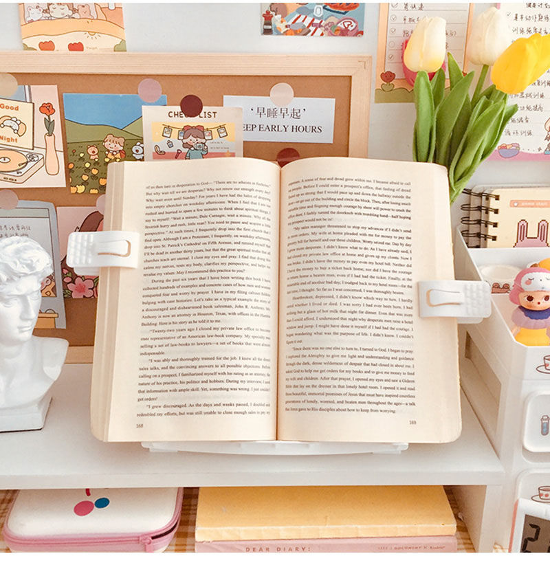 阅读架书架考研读书支架防书立书夹书本ins风学生看书神器白色基础款