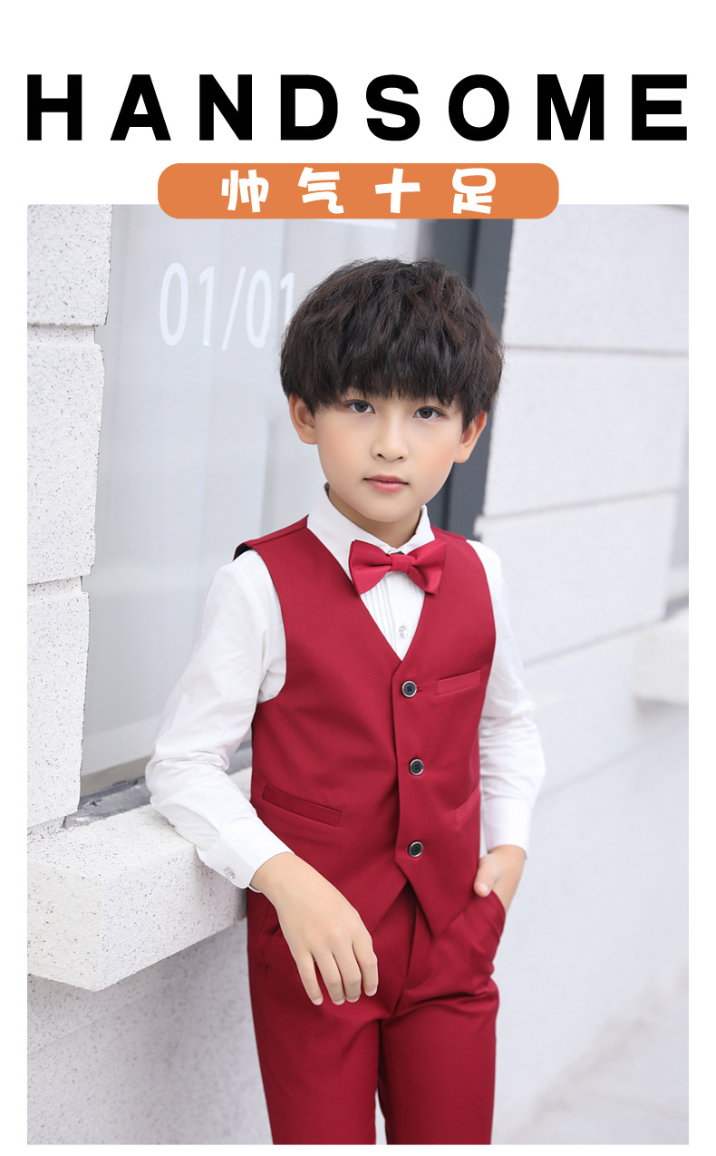 凯蒂猫同款男童礼服西装马甲春秋款儿童黑色马夹黑色童装小男孩演出