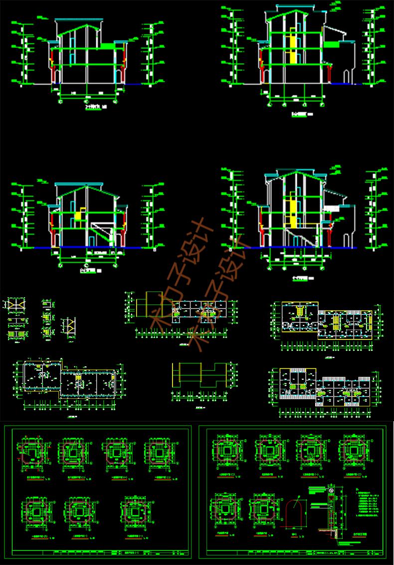古园林亭子牌坊廊道中式建筑素材中国古代建筑仿cad施工图纸图库