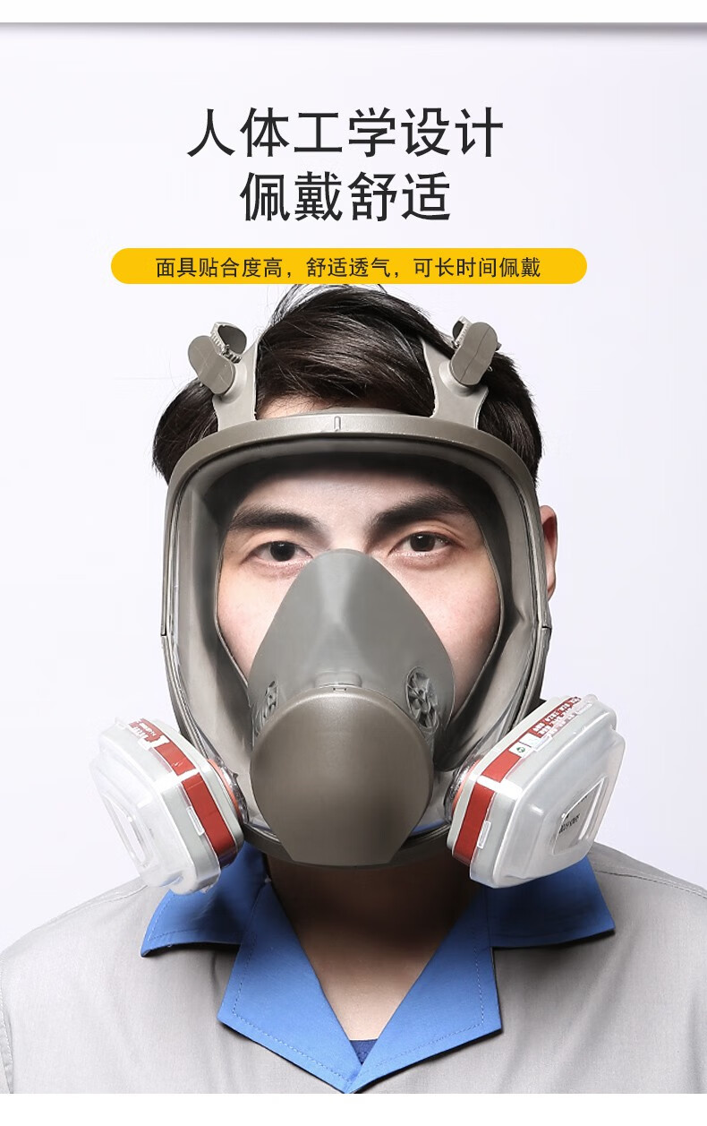 防毒面具喷漆全面罩化工甲醛防尘面罩打磨粉尘全脸防护气体呼吸器6100