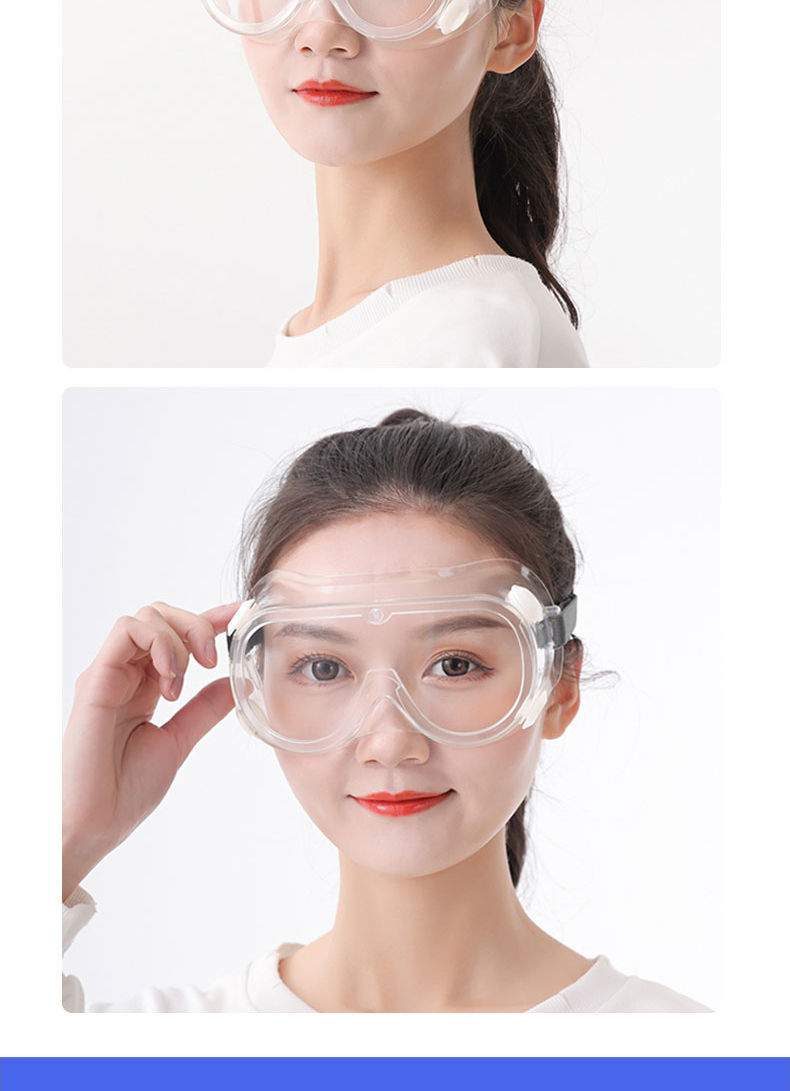 防护眼镜全高清男女实验室防雾护目镜全包围防雾加厚升级五个装常规