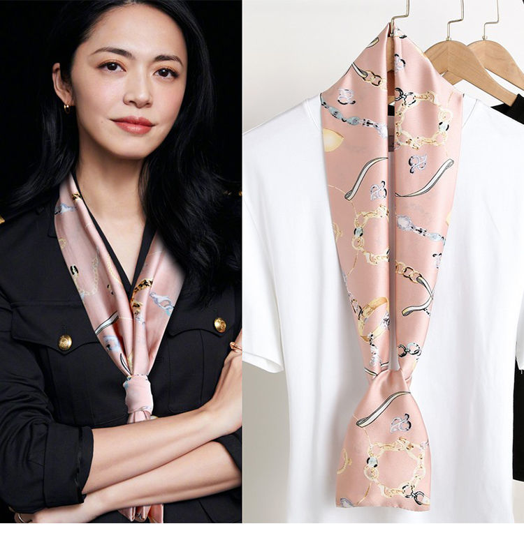 气丝巾小长条方巾女韩国细窄时尚围巾装饰百搭西装春秋长a006