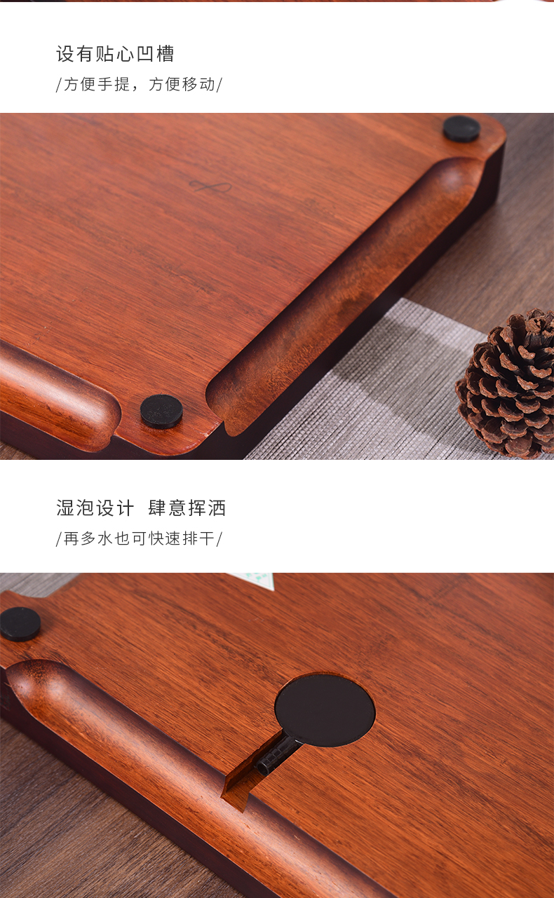 祥福中式干泡茶盘排水功夫茶具小型家用竹制竹茶托盘小茶台茶海璞玉大