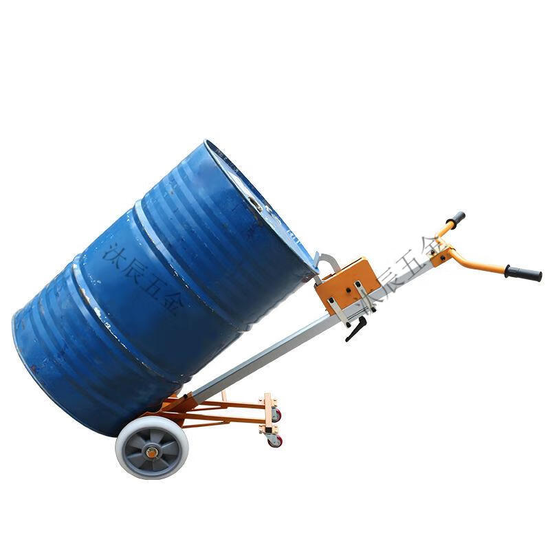 油桶搬运车手推塑料桶圆桶夹叉车铁桶拖车拉小推车夹桶车8寸pu轮四轮