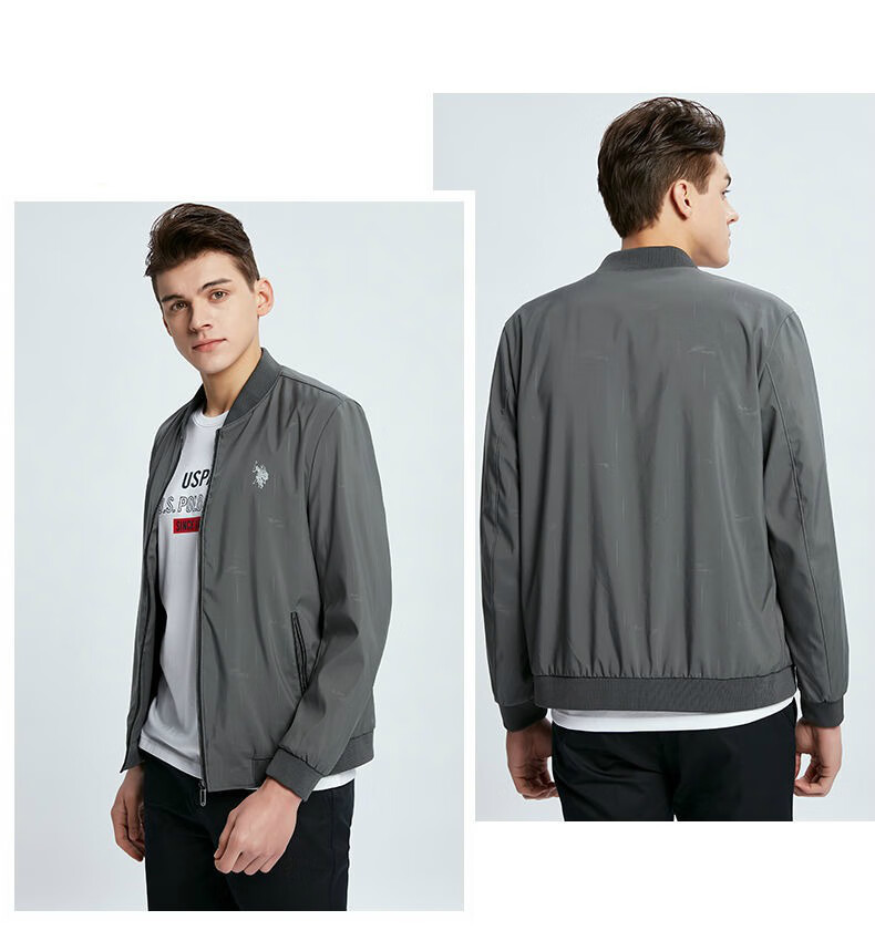 传奇保罗男装夹克黑色休闲宽松上衣时尚棒球服男服装豆绿色m