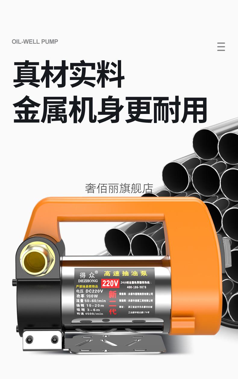 得眾電動抽油泵小型12v24v220v伏柴油泵加油機正反抽油神器自吸泵利瑞