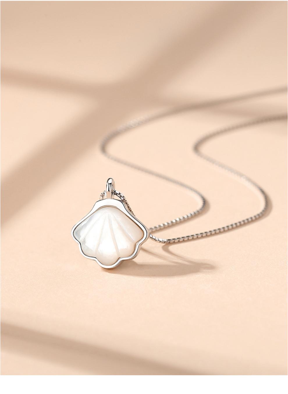 pamela 一贝子项链女925锁骨链小众设计感一辈子贝壳贝母吊坠925银
