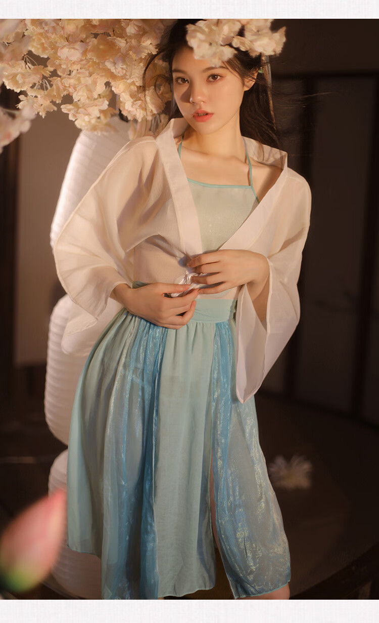 久爱透视睡裙情趣套装女性情趣内衣7977白蓝可开裆连体