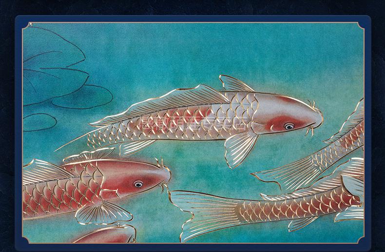 铜雕画有凤来仪手工錾刻铜雕画莲年有余装饰画玄关画背景画壁画莲年有