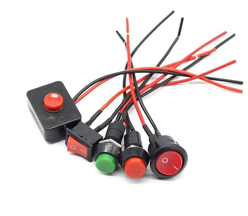 按压式弹力电源开关汽车用按钮小改装喇叭车灯翘板日行灯带12v24v4号