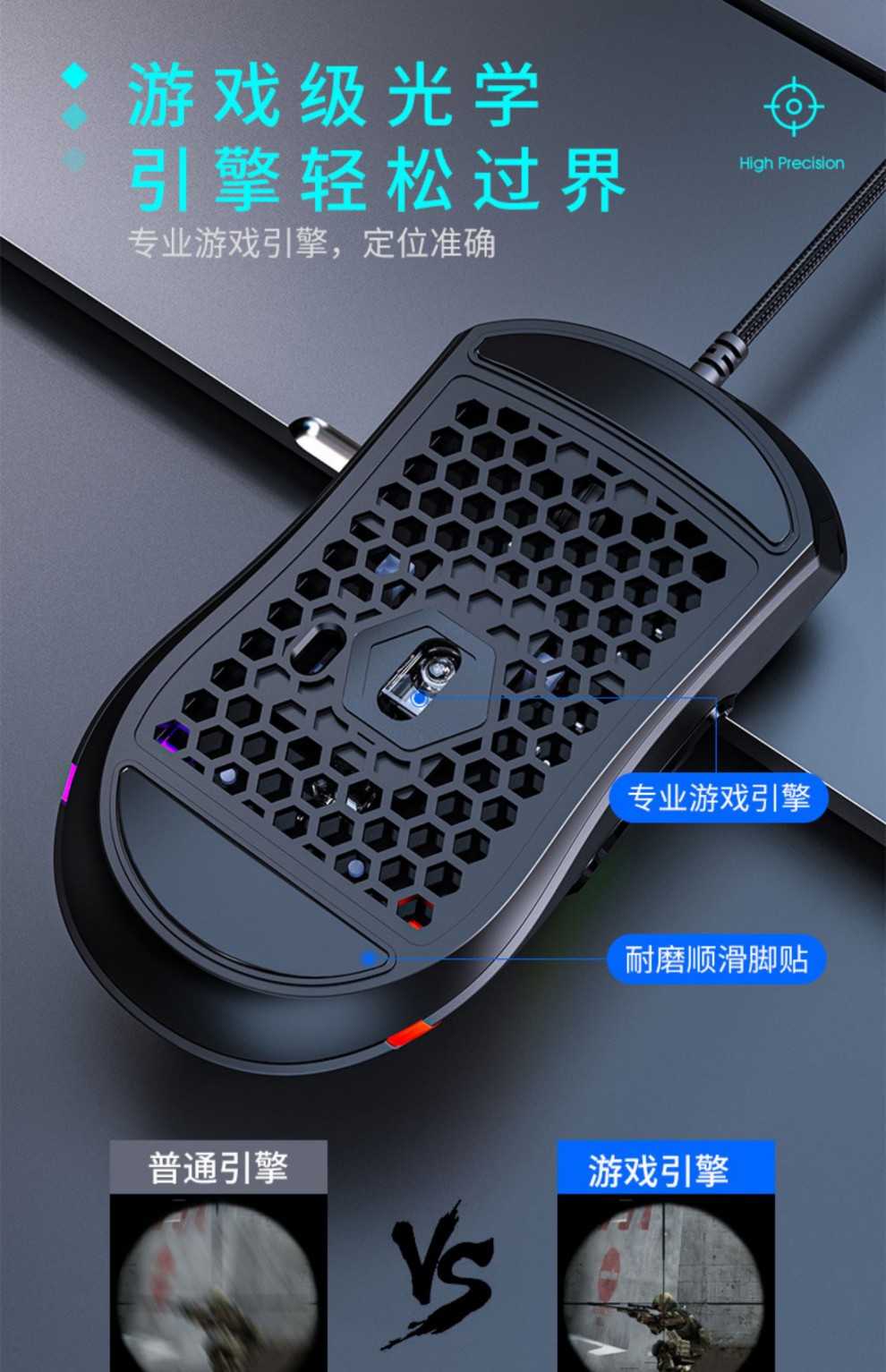 olevo官方旗舰罗技通用轻量化电竞cfhd有线连点鼠标宏usb辅助连招lol