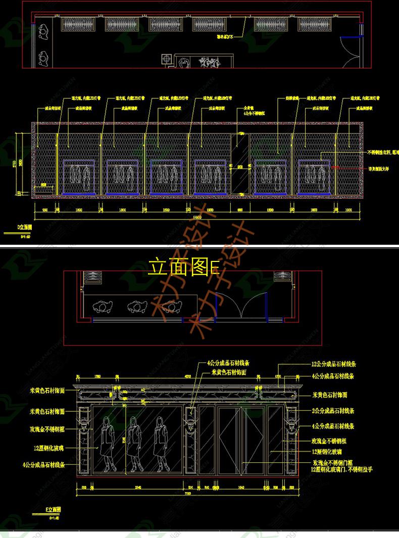 服装店专卖店cad施工图3d效果图库平面图鞋店展示厅设计方案素材