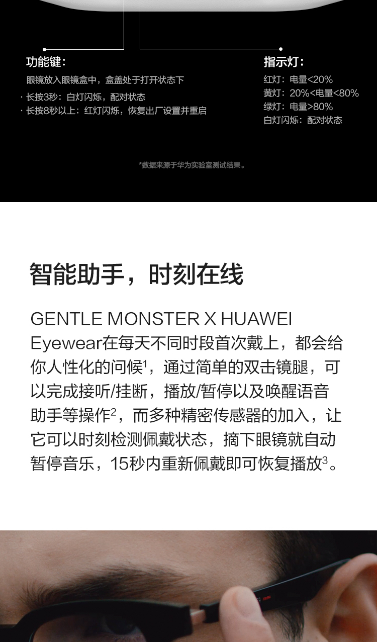 顺丰华为gentlemonstereyewear智能眼镜一代蓝牙高清立体声通话音乐