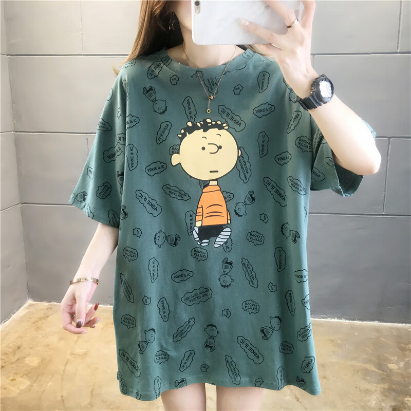 宽大短袖t恤 女版t恤夏天上衣服土裇休闲宽松长衫百搭女装大款乔箐
