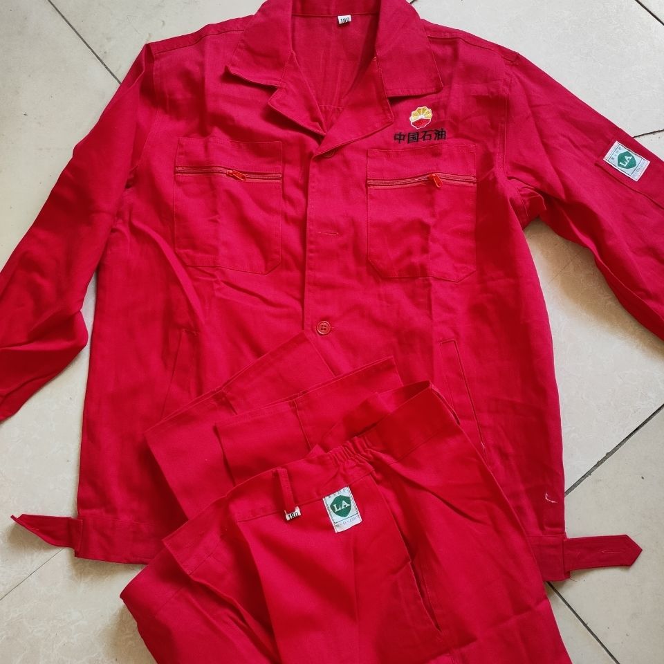 春秋全出棉工作服长袖套装男电焊工矿山中国石油劳保工厂服红色套装s