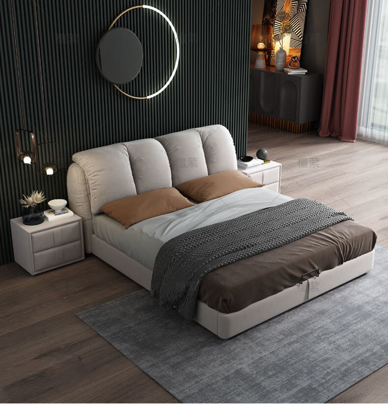 卡罗阁2021新款北欧布艺床实木18米现代简约科技布软包床双人2米主卧