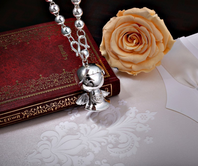 依依百福s925足银天使宝宝吊坠时尚手工银饰项链挂坠生日礼物 11克