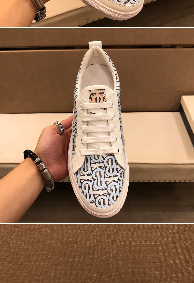 巴伯利 巴布瑞 tb欧洲站男鞋潮牌头层牛皮冬季时尚休闲鞋男印花百搭