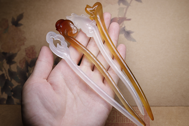 芙蕖红玉髓发簪复古风汉服旗袍发饰玉搔头玛瑙玉石如意唐凤山河令簪子