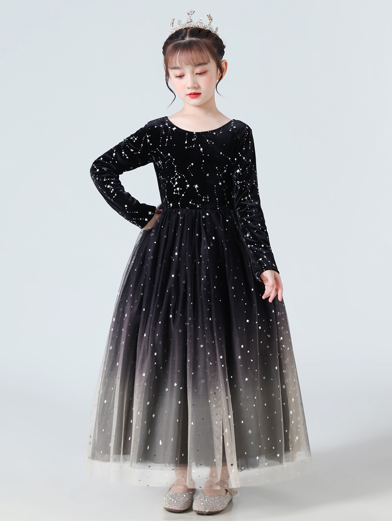 bitced女童主持人礼服女童高端晚礼服冬款连衣裙小主持人钢琴演奏演出