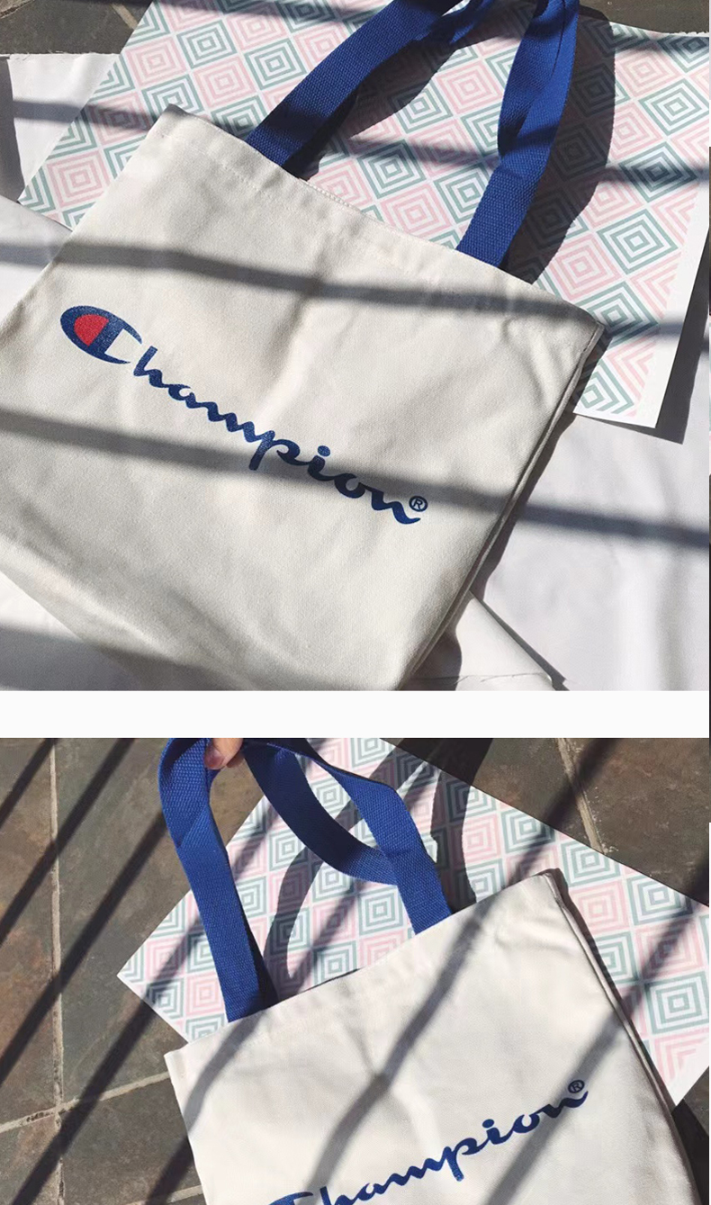 2022新款champion冠军帆布包女大学生上课大容量购物袋托特包帆布袋
