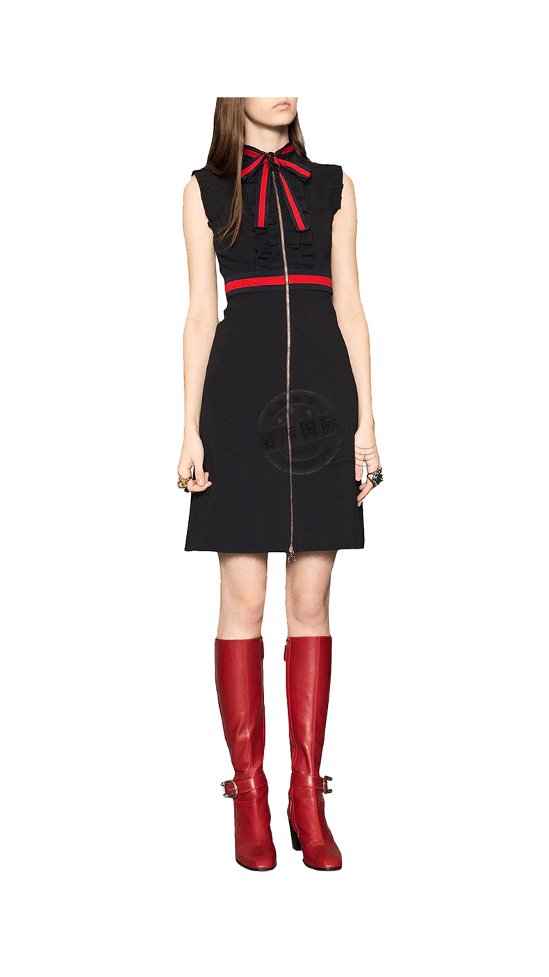 gucci古驰女款 针织领口蝴蝶礼服连衣裙 434249 x5c77 9555 白色 m