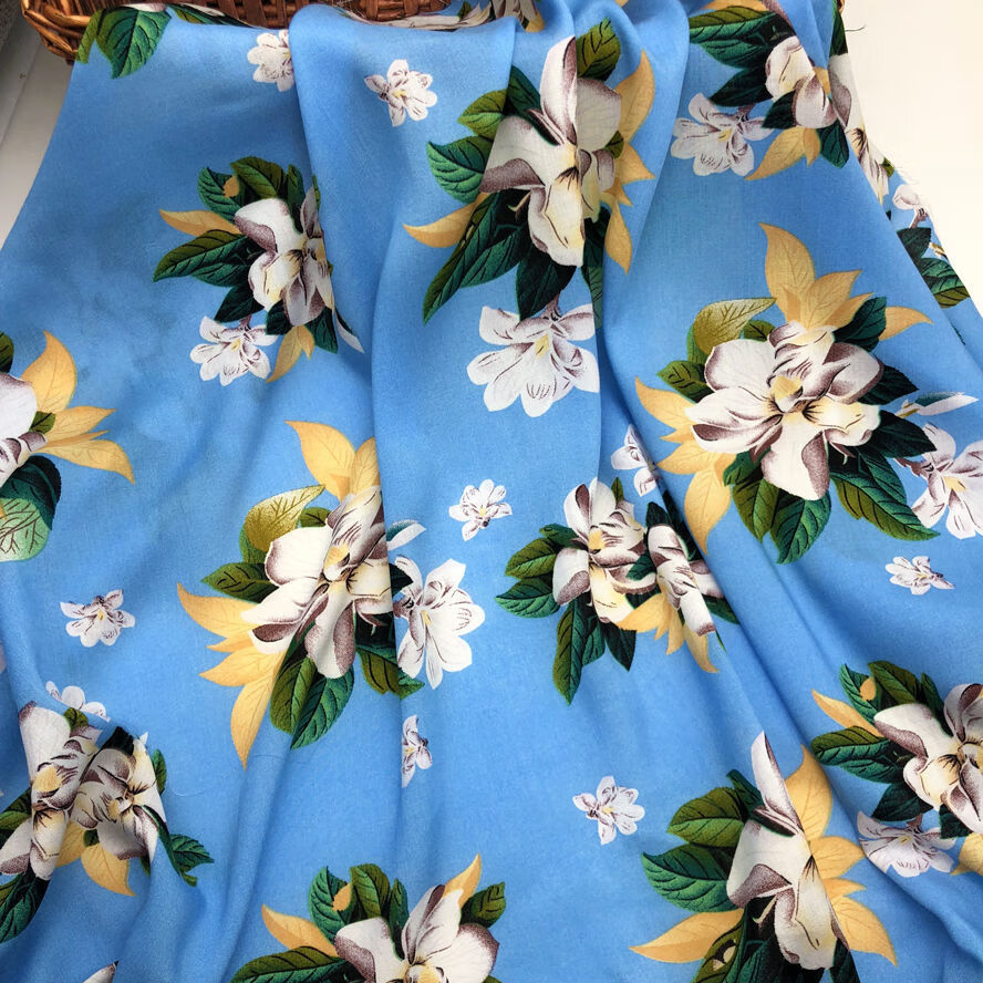 娴卡3米价绵绸印花布料人造棉面料夏季衬衫连衣裙时装裙子睡衣碎花布