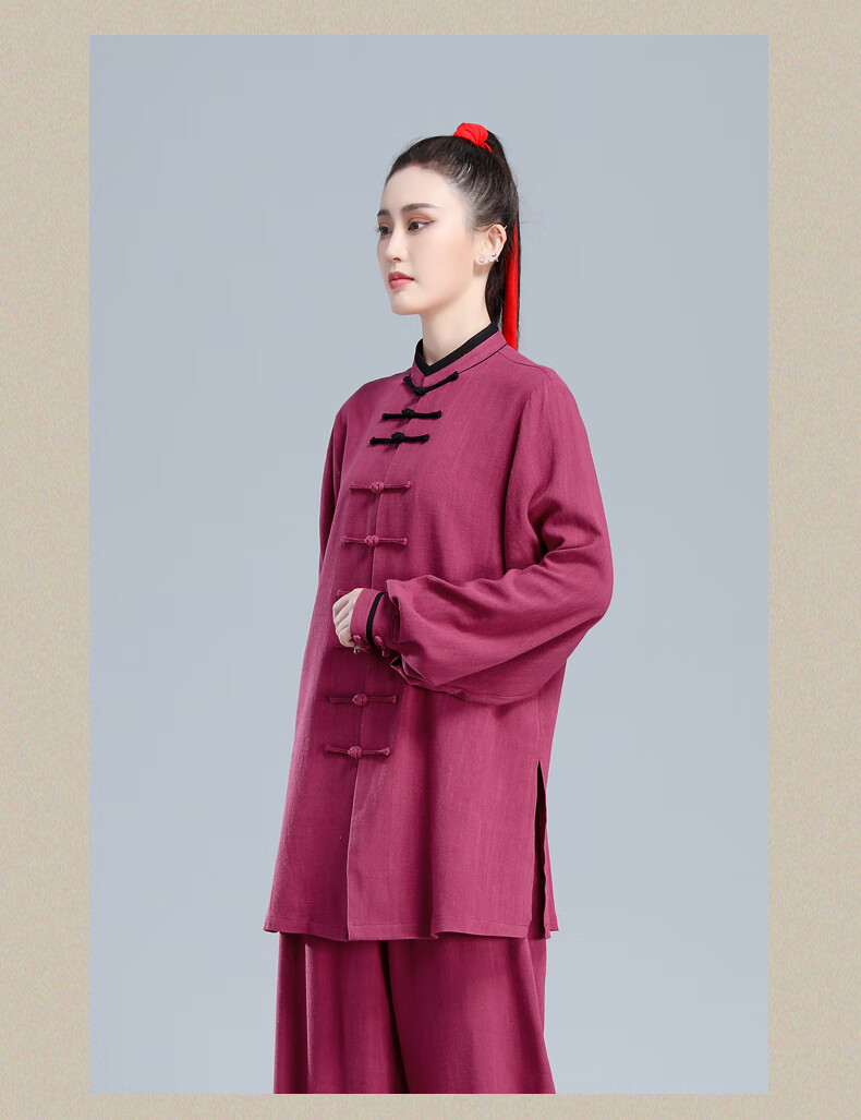 鸿之梦春秋季加厚太极服女士多色棉麻中国风太极拳武术表演练功服