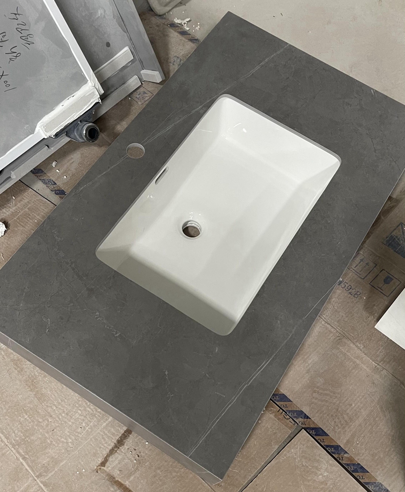 一体岩板台盆洗手洗漱面盆洗脸双盆 陶瓷台下盆-每10厘米价【图片