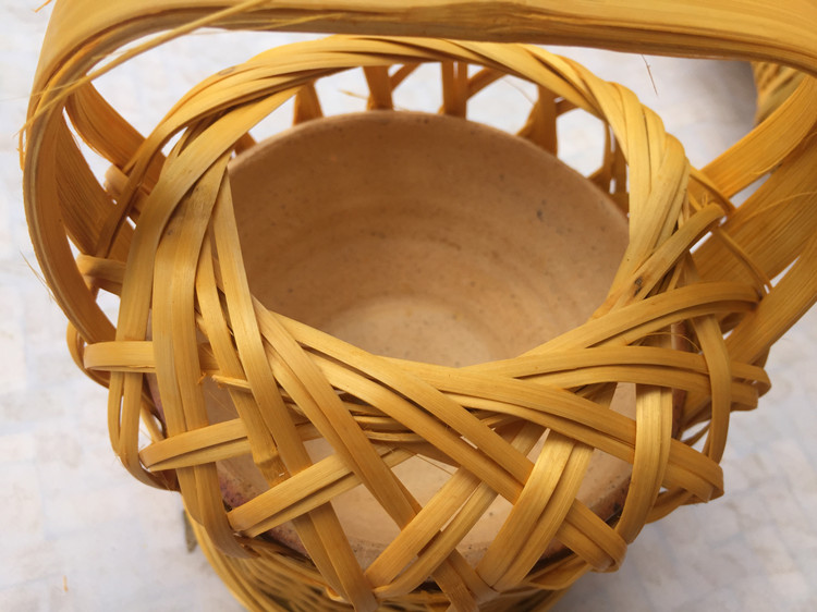 闽南特色竹编火笼结婚专用竹火炉取暖炉暖手宝火炭竹笼小号黄色高16cm