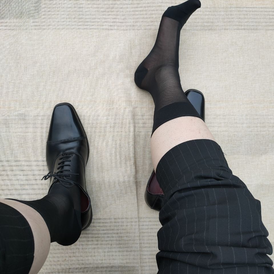 新品皮鞋袜子男士素面丝袜正装皮鞋丝袜tnt丝袜男士丝袜39-43均码 2黑