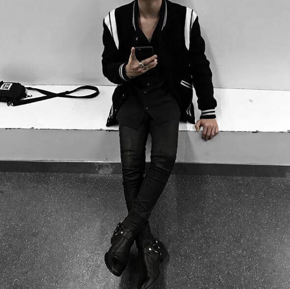 权志龙同款经典黑白棒球服留学生ins同款男男情侣秋冬外套厚 xk秋款