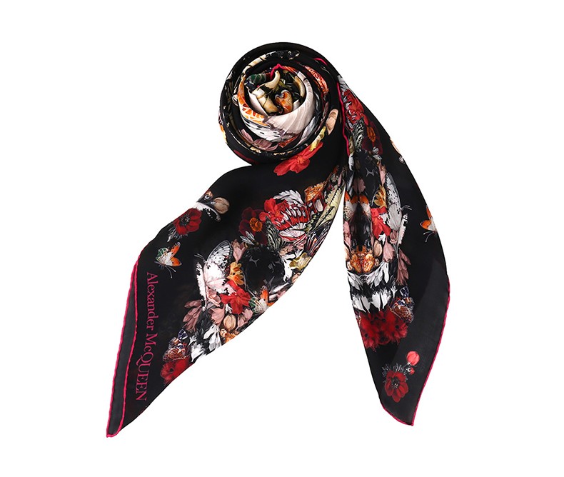 圣诞节礼物alexandermcqueen麦昆女士桑蚕丝印花方丝巾围巾6396123011