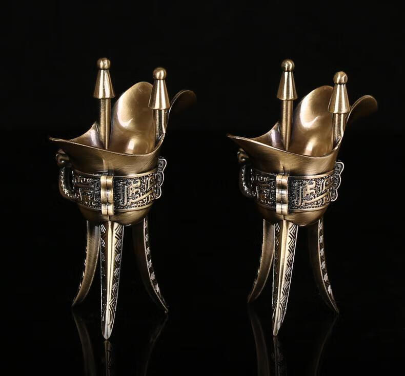 三足鼎酒杯 【复古青铜酒具】酒杯套装家用三足鼎酒壶白酒青铜爵杯酒